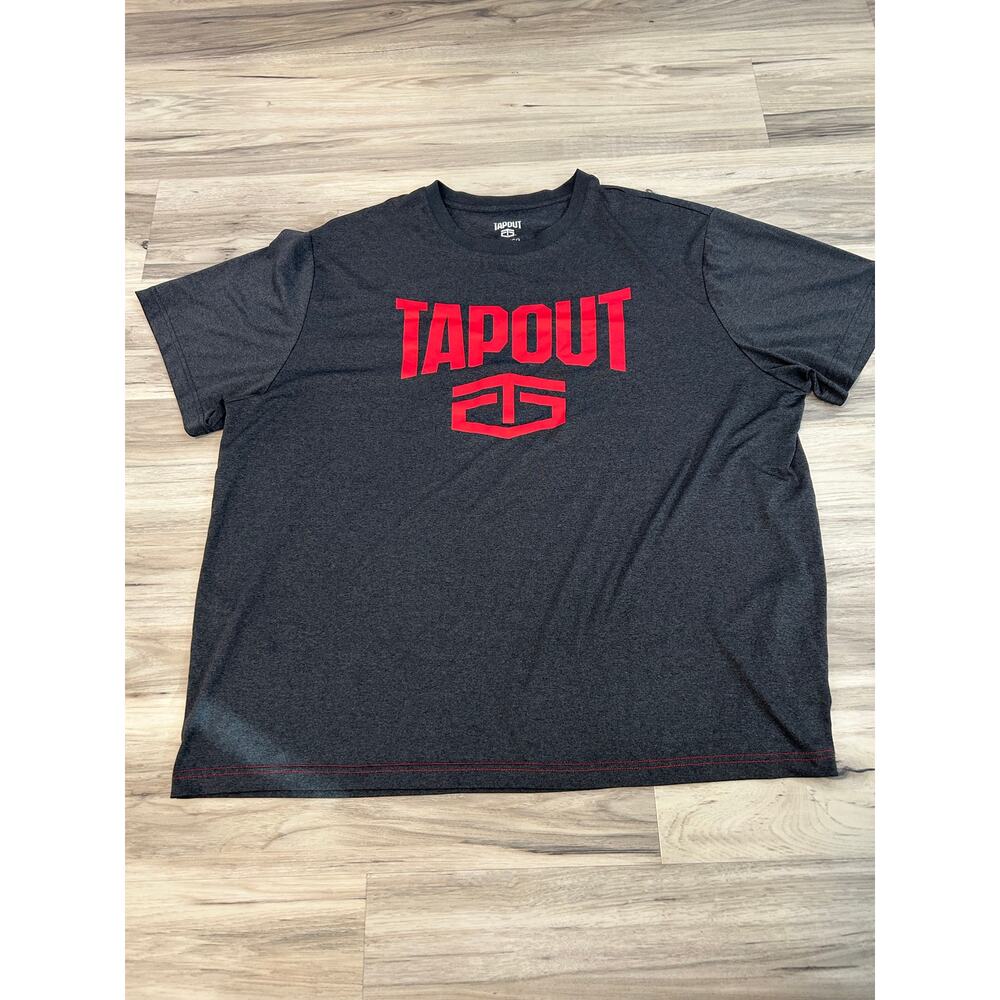 Tapout Shirt Mens 4XL Dark Gray Logo Crewneck Short Sleeve Stretch Activewear